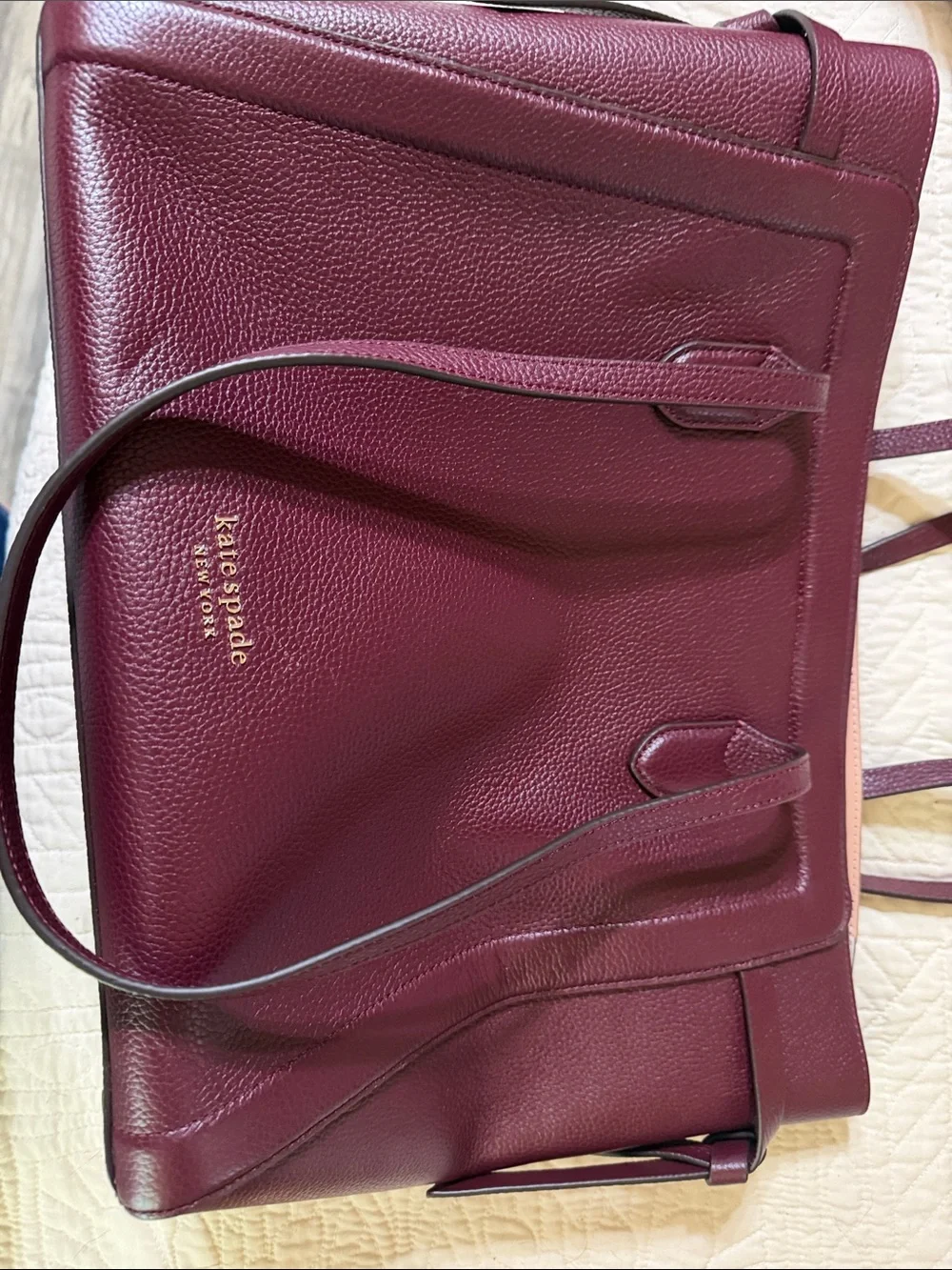 kate spade pebbled leather burgundy tote